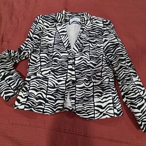 Calvin Klein Black and White Animal Print Blazer